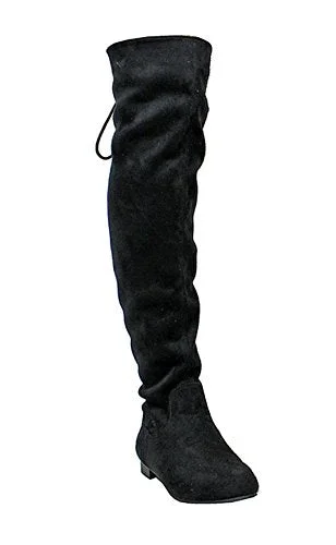 Women's Benson-1 Suede Drawstring Tie Riding Over The Knee Boots