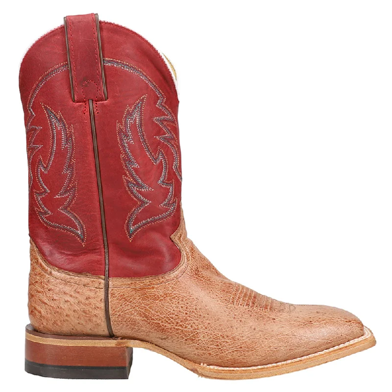 McLane Vintage Smooth Ostrich Embroidered Square Toe Cowboy Boots