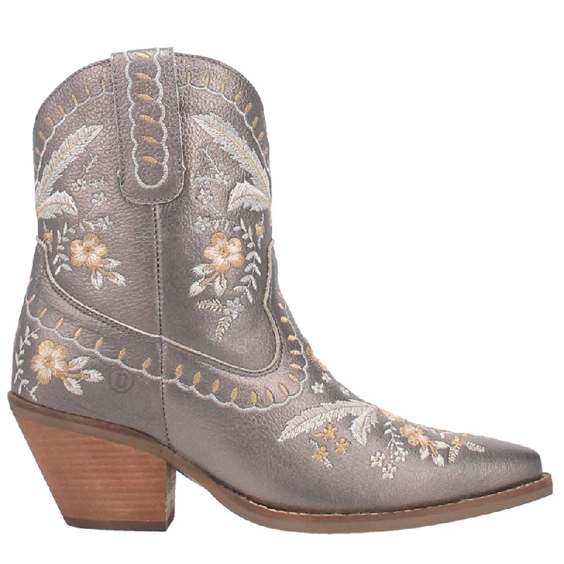 Primrose Metallic Embroidered Floral Snip Toe Cowboy Booties