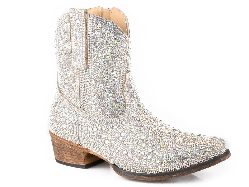 Roper Womens Shay Jewells Silver Faux Leather Cowboy Boots