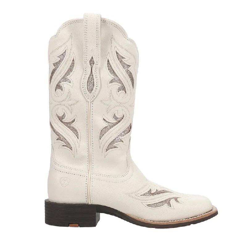 Round Up Bliss Glitter Embroidery Tooled-Inlay Square Toe Cowboy Boots