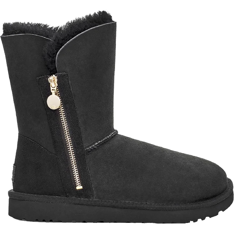 Women's UGG Bailey Zip Short Black Sheepskin